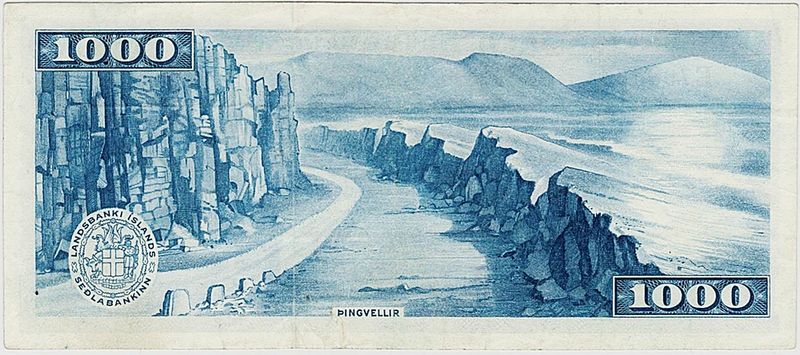 Island, 1000 kr 1957, P41a
