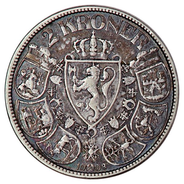 Hovedbilde 2 kroner 1908, kv. 1/1+