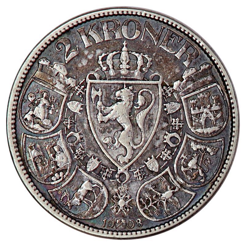 2 kroner 1908, kv. 1/1+