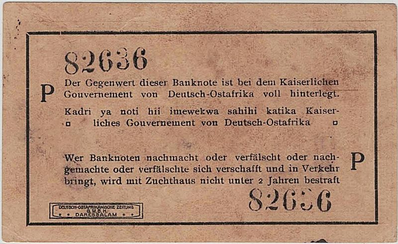 Tysk Østafrika, 1 rupie 1915
