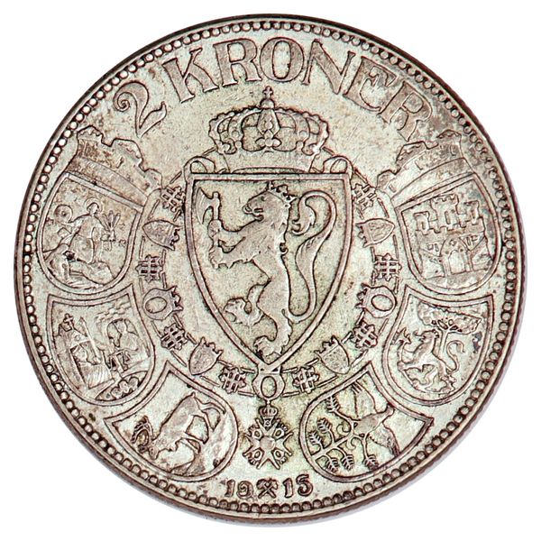 Hovedbilde 2 kroner 1915, kv. 1+