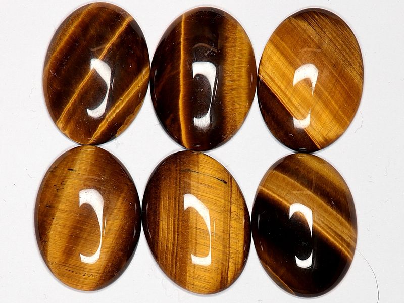 Cabochon, tigerøye, gul, 22 x 30 mm