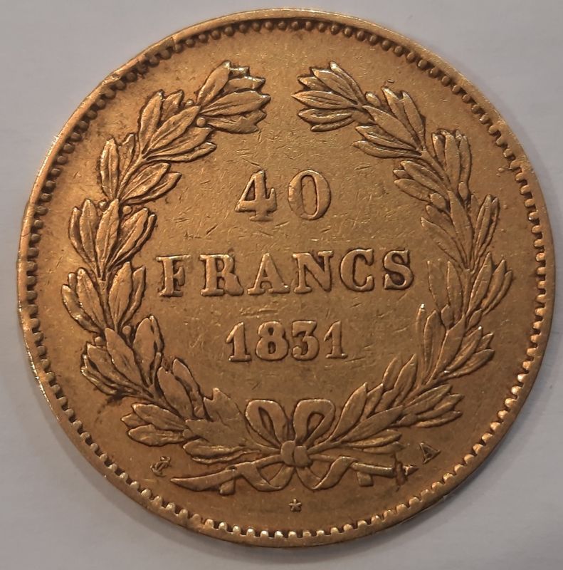 Frankrike, 40 francs 1831, 11,56 gram gull