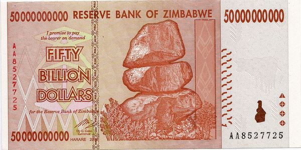 Hovedbilde Zimbabwe, 50 000 000 000 dollars 2008, usirkulert