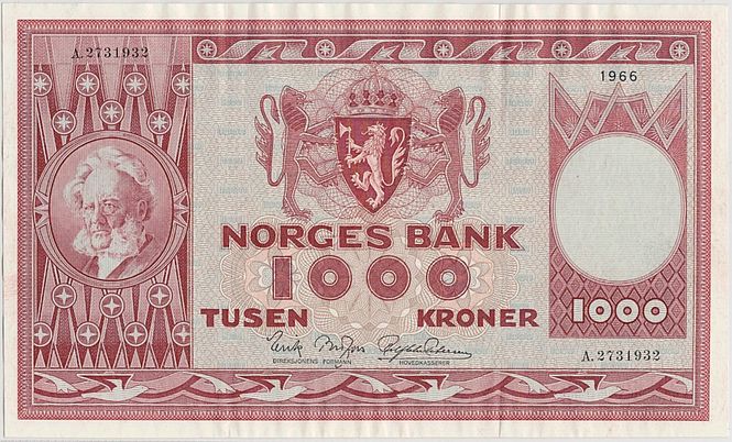 Hovedbilde 1000 kr 1966, trebretter, kv. 01