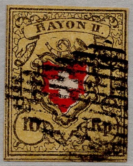 Hovedbilde Sveits, 10 rappen 1850, stemplet