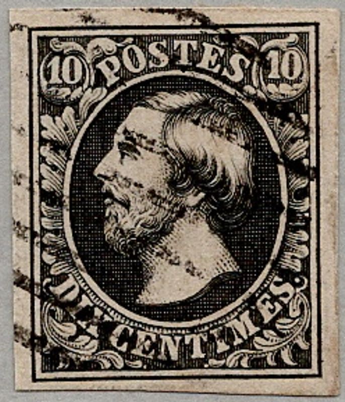 Luxembourg, 10 cent 1852, stemplet