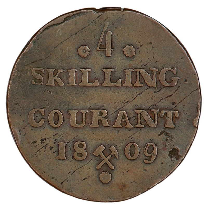 Frederik VI, 4 skilling 1809, kv. 1+
