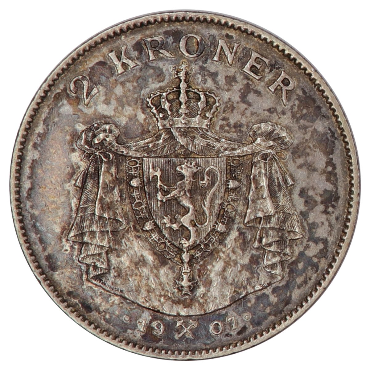 2 kroner 1907, unionsoppløsningen, kv. 1+