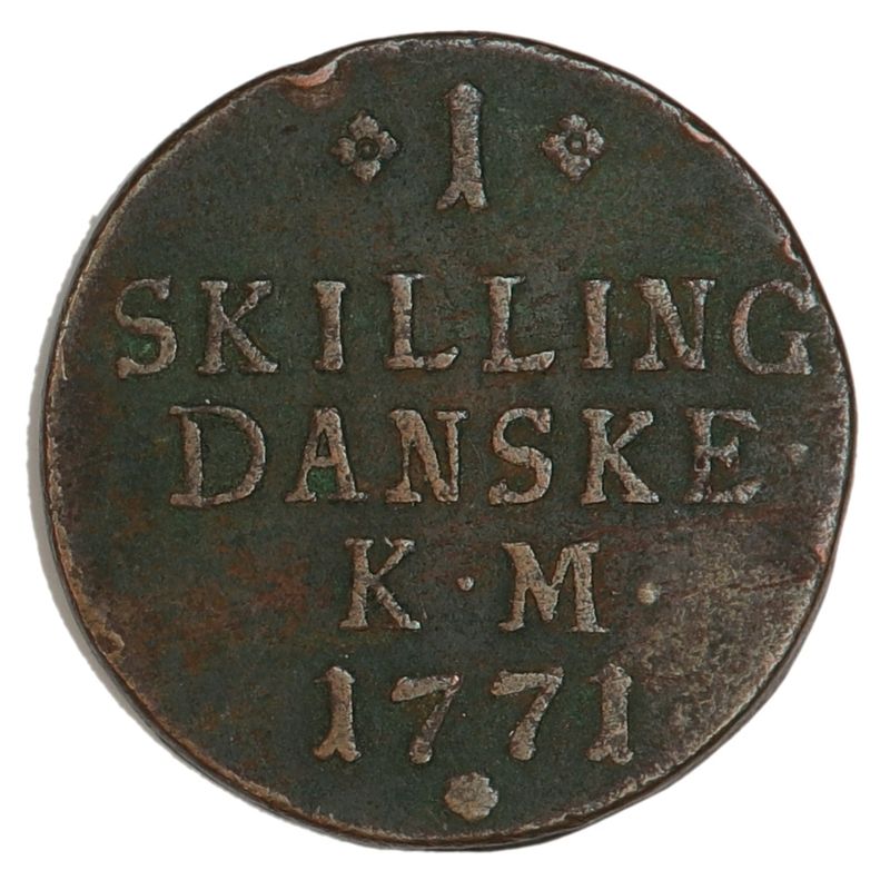 Kongsberg, 1 skilling 1771, brennevinskilllingen