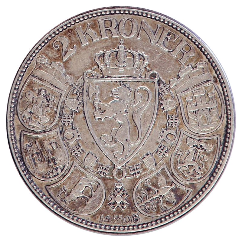 2 kroner 1908, kv. 1+