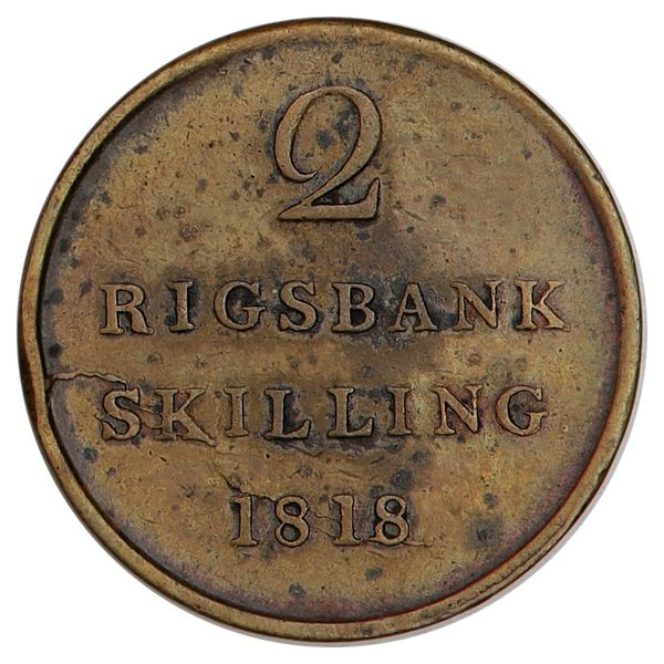 Hovedbilde Danmark, 2 rigsbankskilling 1818