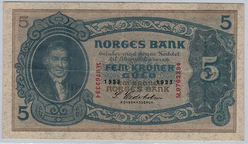 5 kroner 1933 M, kv. 1