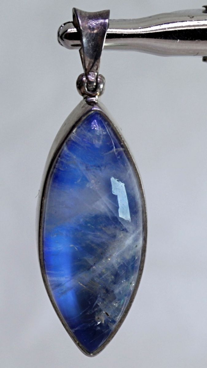 Labradoritt, mørk blå, sølvanheng