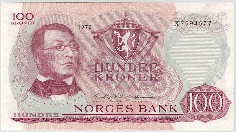 100 kroner 1972 X, 5 erstatningssedler i rekkefølge
