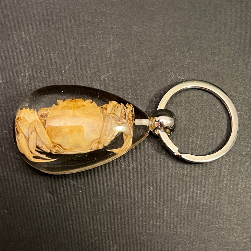 Nøkkelknippe med ekte krabbe