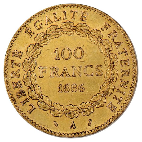 Hovedbilde Spot +5% Frankrike, 100 francs 1886, 29,01 gram rent gull