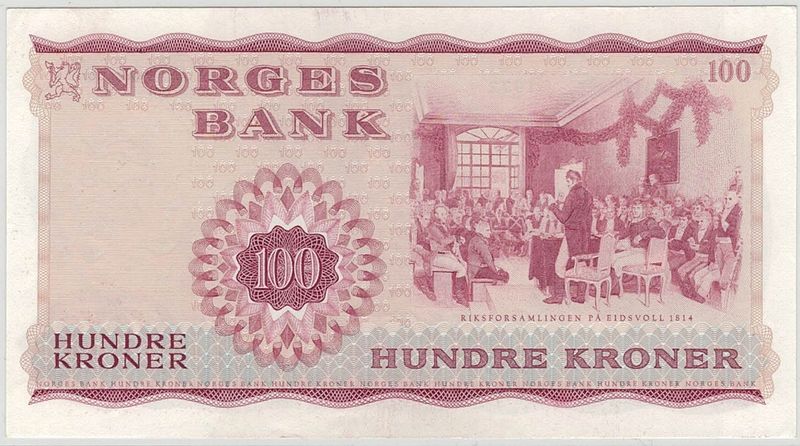100 kroner 1972 X, 5 erstatningssedler i rekkefølge