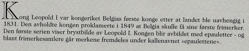 Mi 1: Belgia, 10 cent 1849, stemplet