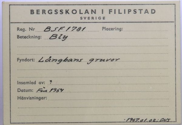 Hovedbilde Bly, Långban, Sverige