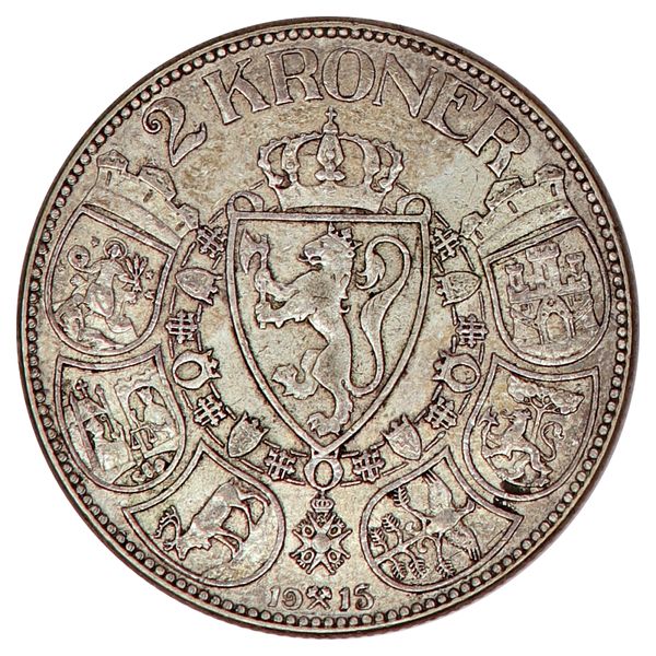 Hovedbilde 2 kroner 1915, kv. 1+