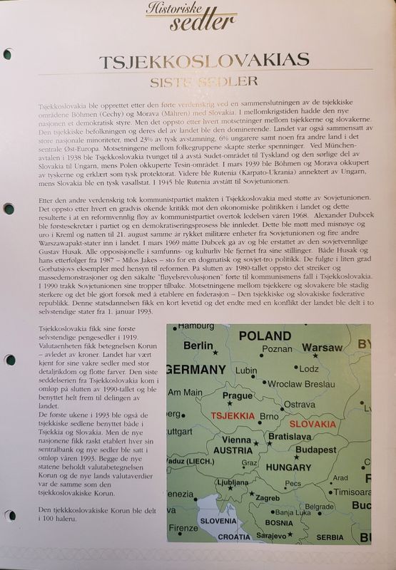 Tsjekkoslovakia, 10-100 korun, siste seddelserie