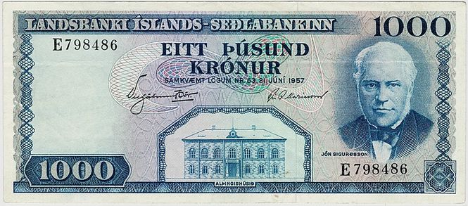 Hovedbilde Island, 1000 kr 1957, P41a