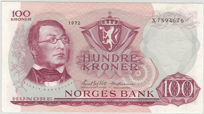 100 kroner 1972 X, 5 erstatningssedler i rekkefølge