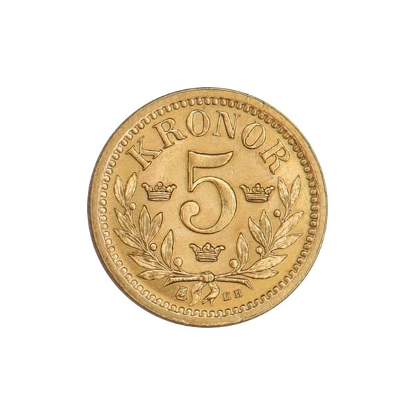 Hovedbilde Sverige, 5 kronor 1901, 2,01 gram gull