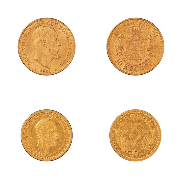 Hovedbilde Sverige, 10 kr 1901 + 5 kr 1886, 6,04 g rent gull