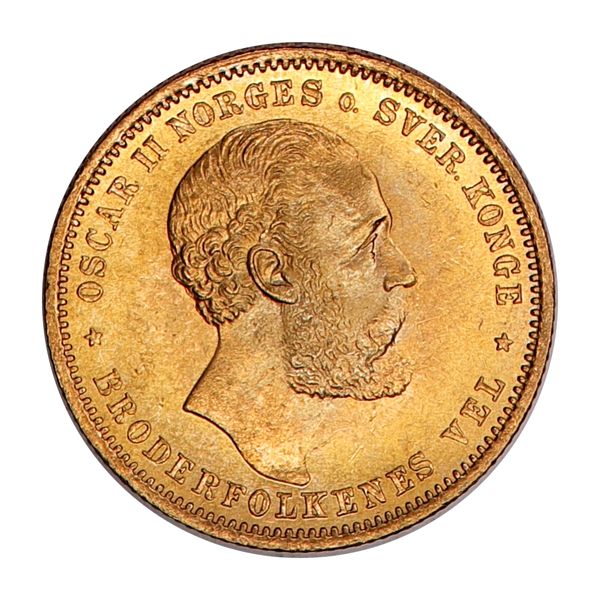 Hovedbilde Norge, 20 kr/5 spd 1874, gull