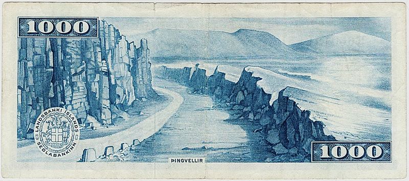 Island, 1000 kr 1957, P41a