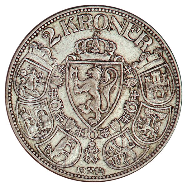 Hovedbilde 2 kroner 1914, kv. 1/1+