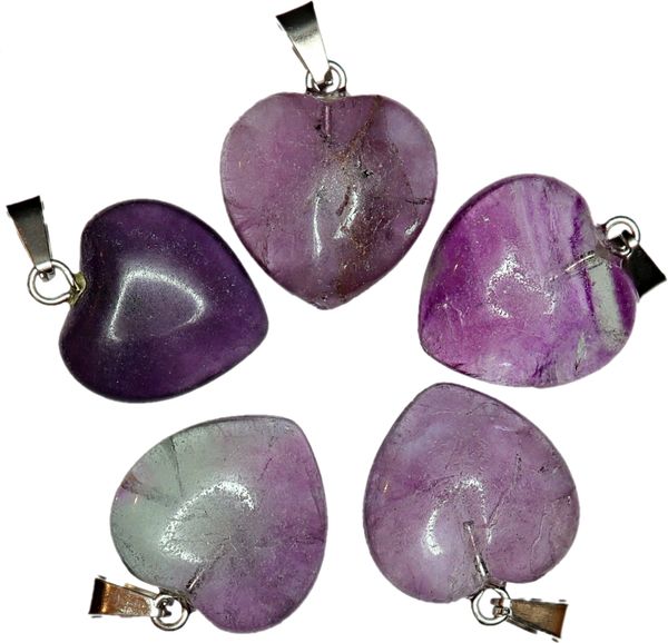 Hovedbilde Fluoritt, lilla, hjerteanheng