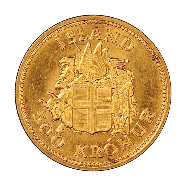 Hovedbilde Island, 500 kronur 1961, 8,06 g rent gull