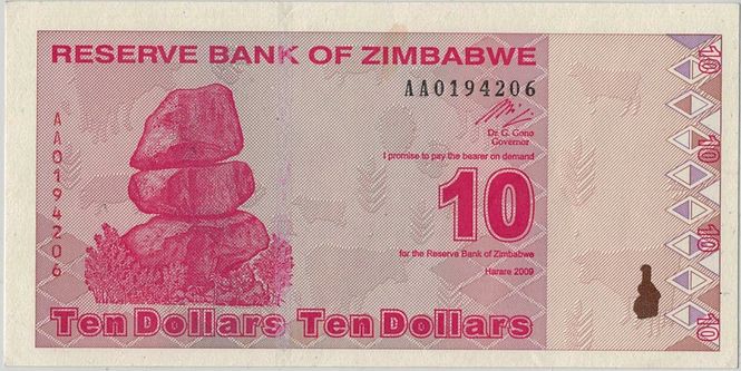 Hovedbilde Zimbabwe, 10 dollars 2009