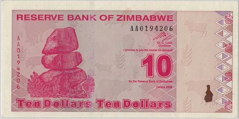 Zimbabwe, 10 dollars 2009
