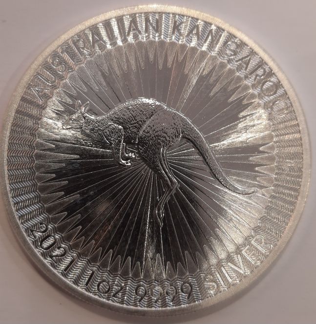 Hovedbilde SPOT +12%, Australia, 1 dollar, 2021, 31,1 gram 99,99% sølv, kenguru